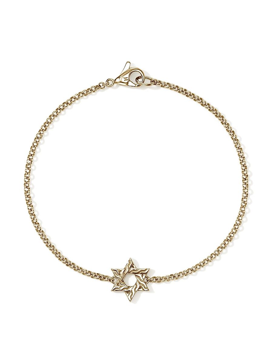 Women's JH Essentials 14K Yellow Gold Star Of David Charm Bracelet - Gold - Size Small