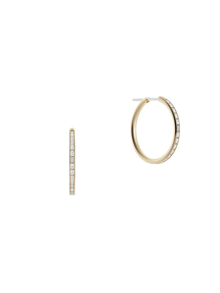 Women's 18K Yellow Gold & Diamond Baguette Hoop Earrings - Yellow Gold