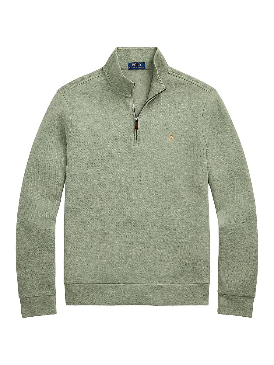 Men's Double-Knit Mesh Quarter-Zip Sweatshirt - Greenery Heather - Size XXL