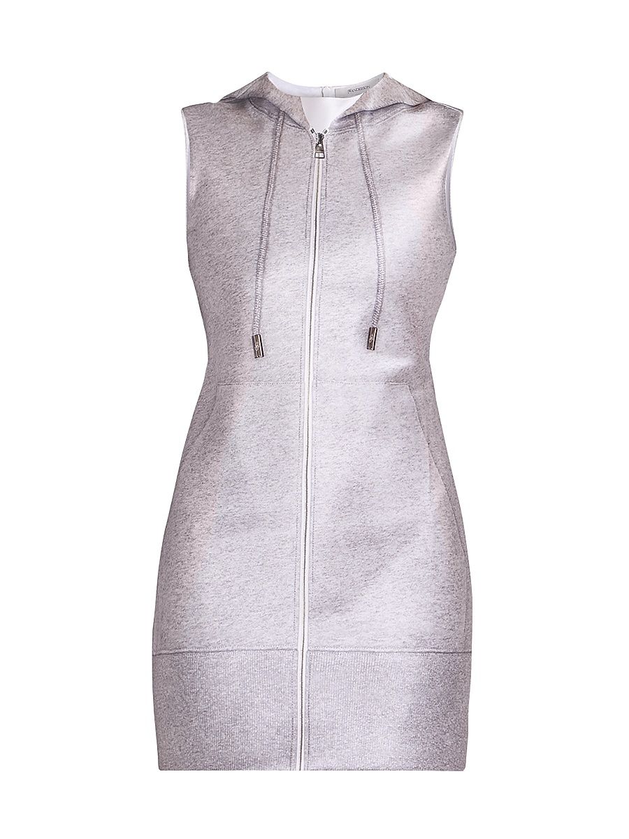 Women's Hooded Sheath Minidress - Grey Melange - Size 8