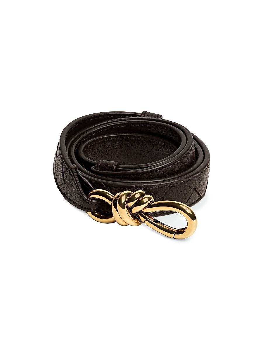 Women's Andiamo Intrecciato Leather Belt - Fondant Brass - Size Medium