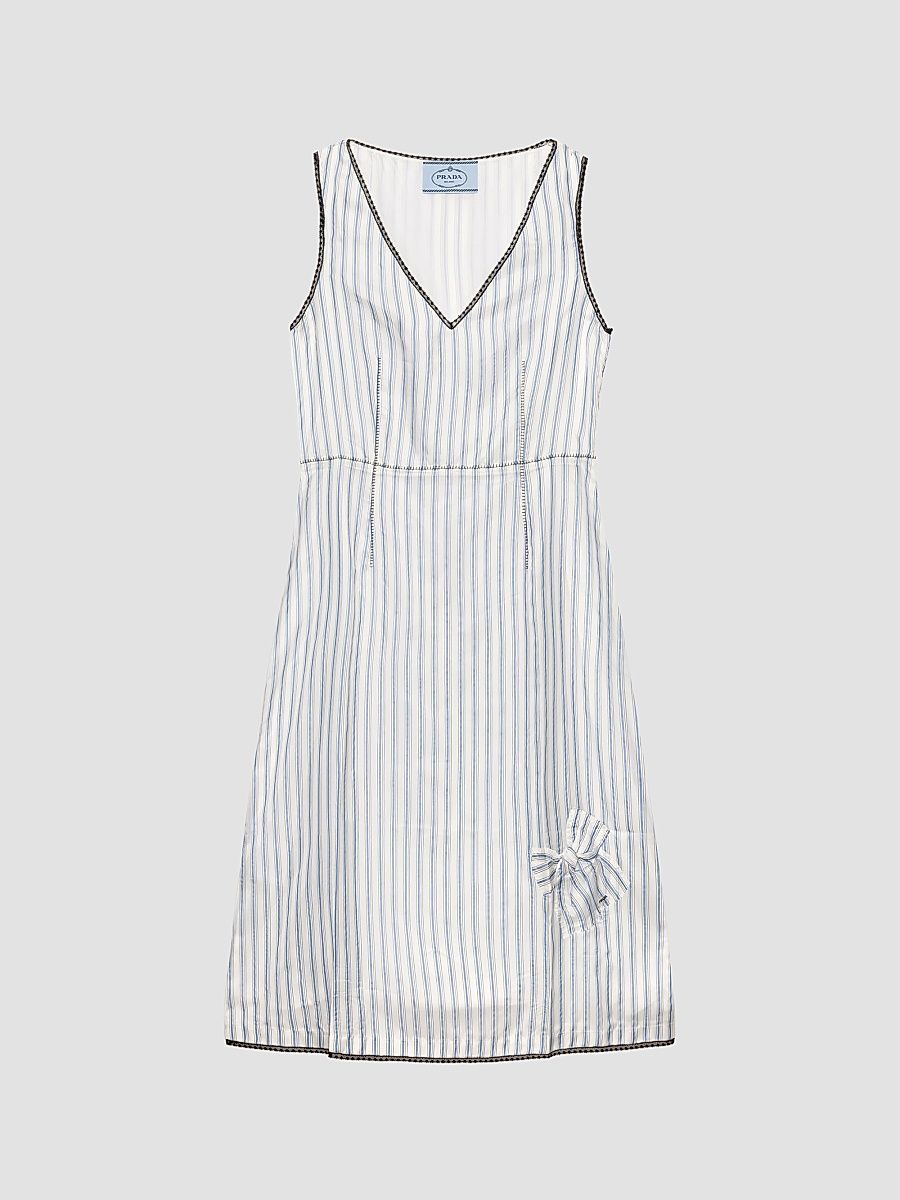 Women's Striped Dress with Bow - Blue - Size 12