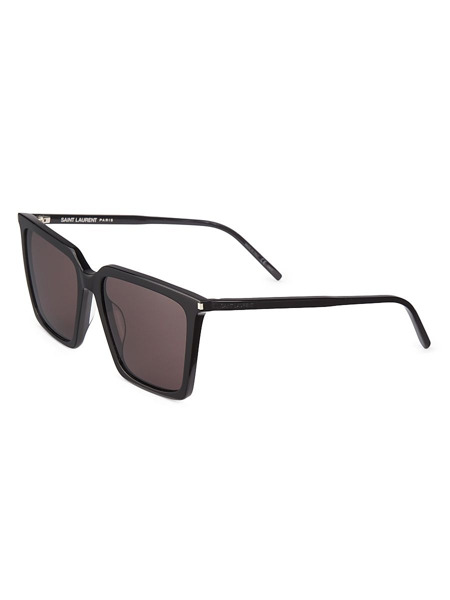 Women's Corner Angle 56MM Square Sunglasses - Shiny Black