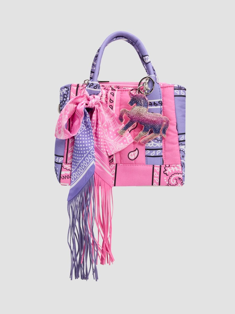 Bari Lynn Girl's Girl's Bandana Tote Bag - Pink And Lavendar