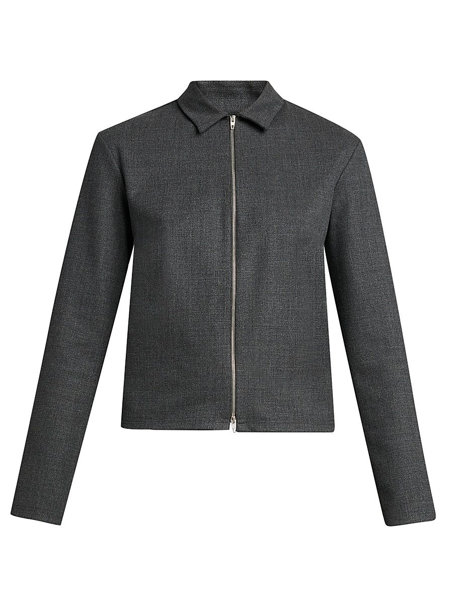 Women's Stretch-Wool Zip-Front Shirt - Asphalt - Size 10