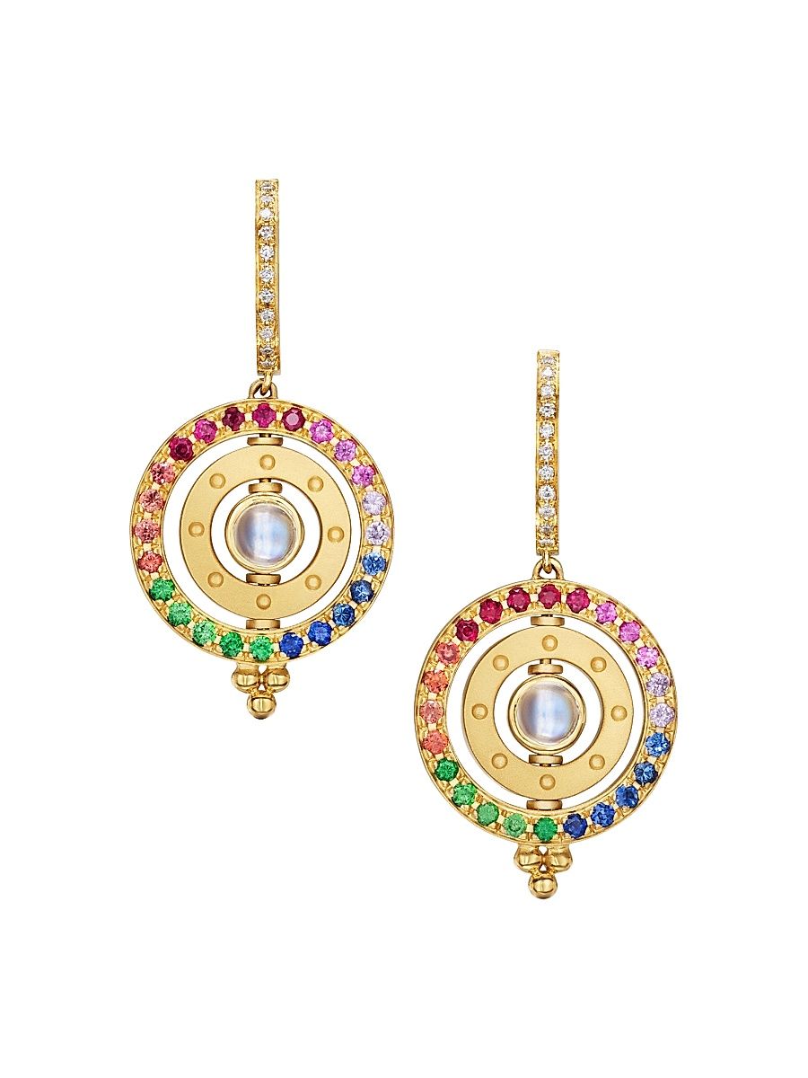 Women's Florence86 Orbit 18K Yellow Gold, 0.21 TCW Diamond & Rainbow Multi-Gemstone Drop Earrings - Yellow Gold