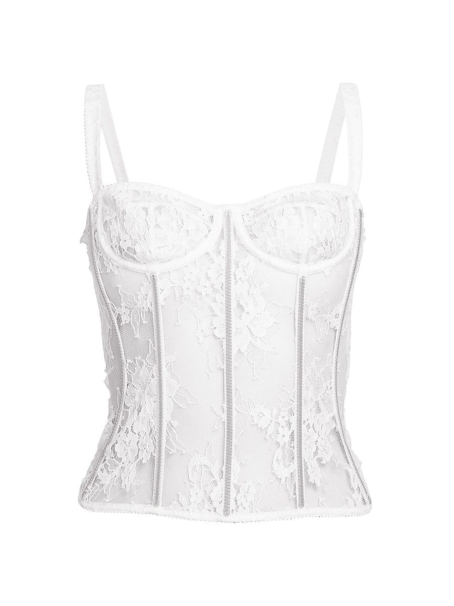 Women's Lace Underwire Bustier - Bianco Ottico - Size Medium
