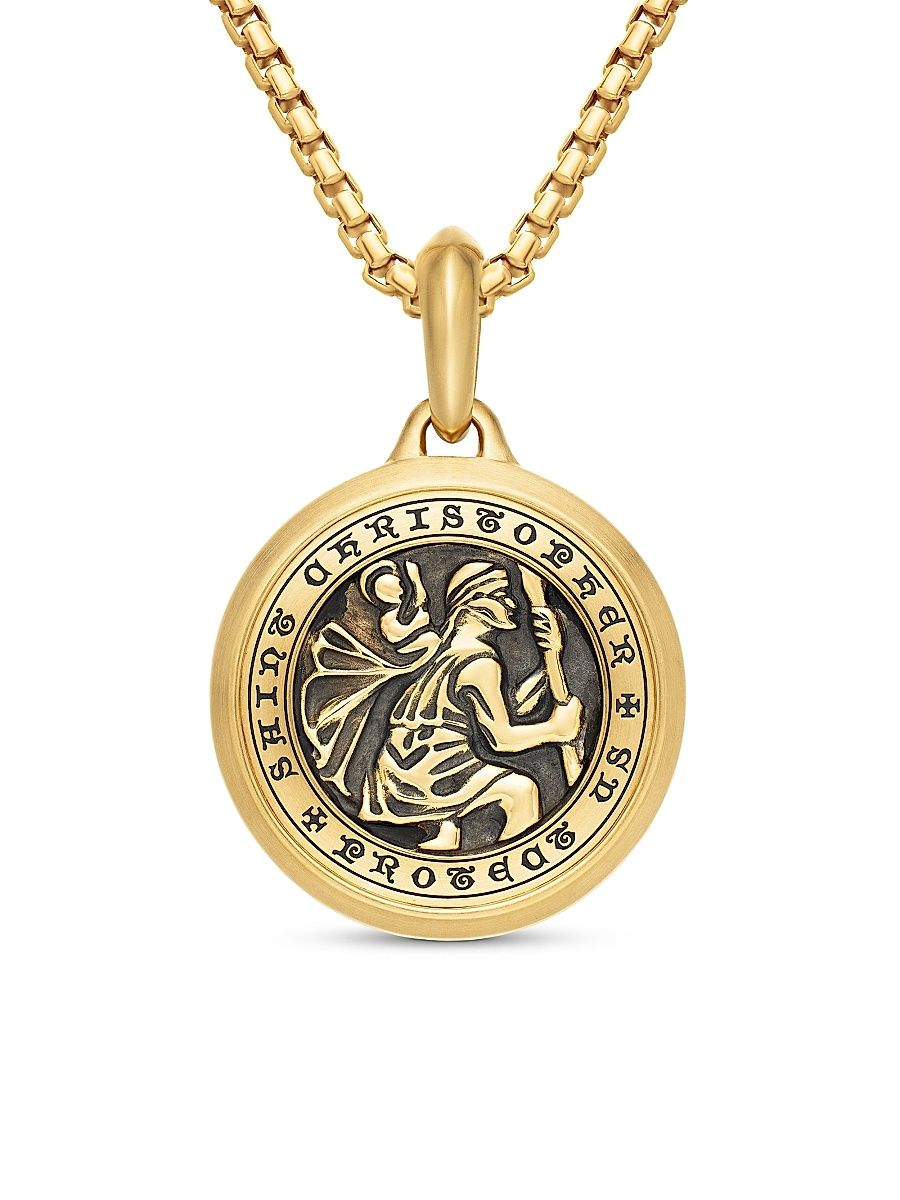 Men's St. Christopher Amulet in 18K Yellow Gold, 34.5mm - Gold