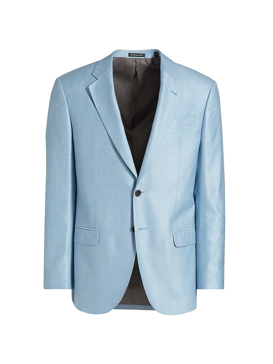 Men's Bamboo-Silk Blend Jacket - Sky Blue - Size 46