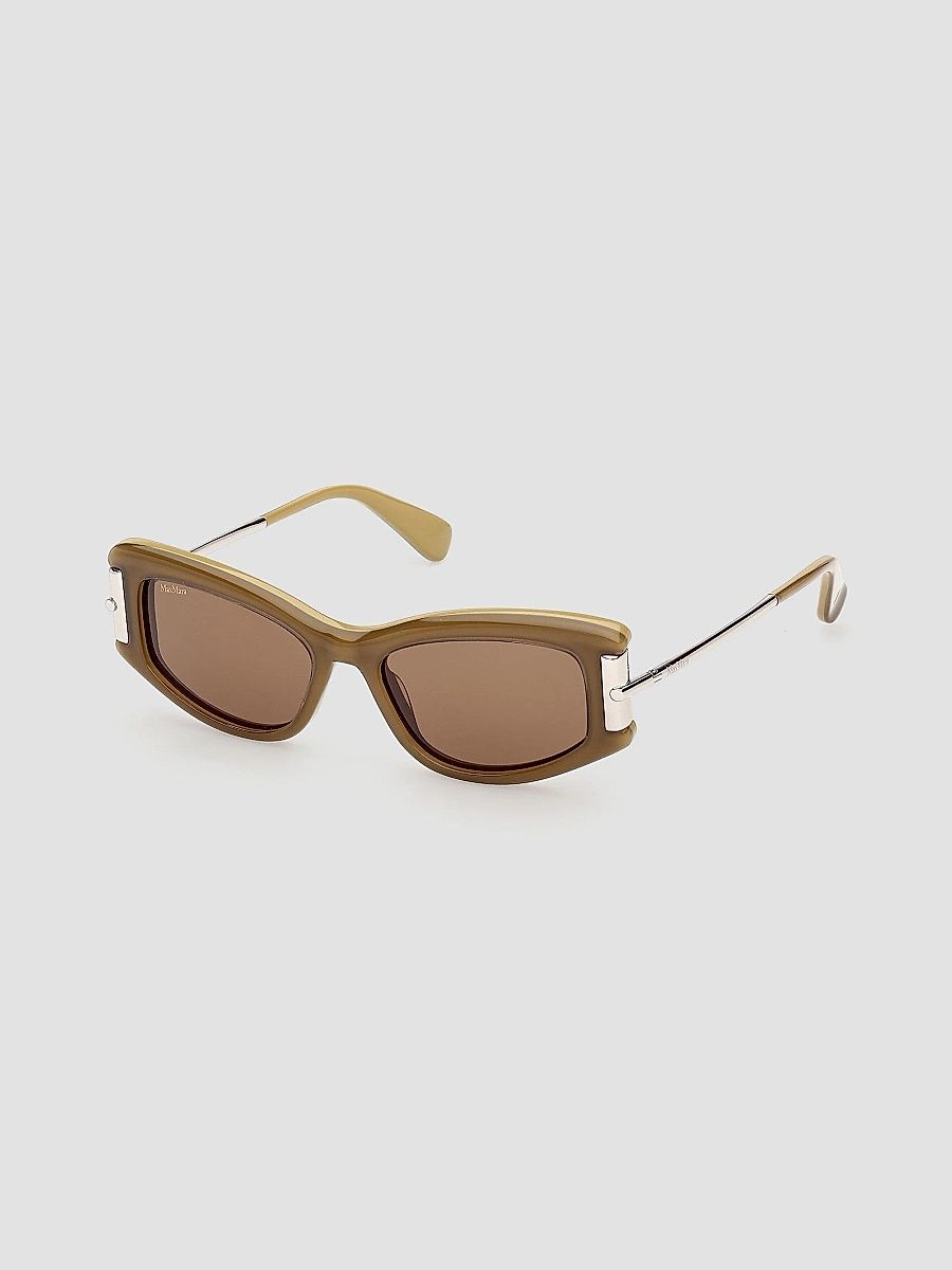 Max Mara Women's 52MM Rectangular Sunglasses - Silver Brown