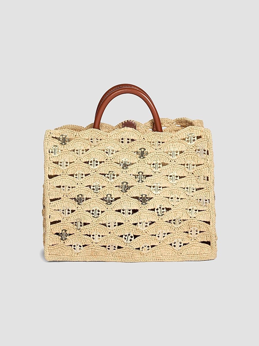 Rabanne Women's Sac A Main Raffia & Leather Tote Bag - Natural Light Gold