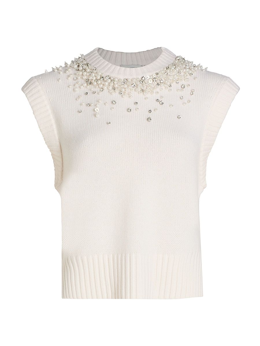Women's Candra Embellished Sweater Vest - Ivory - Size XS