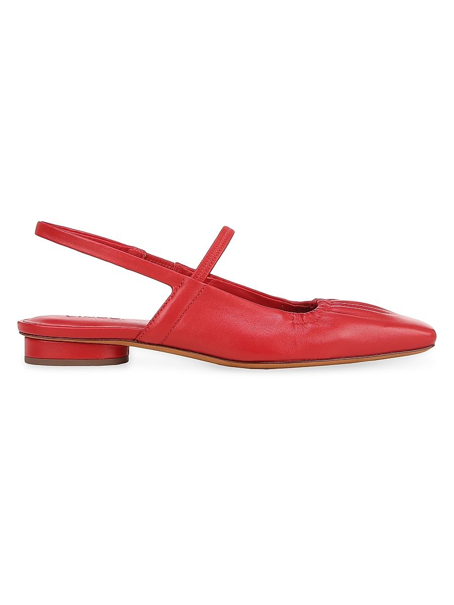 Women's Venice Leather Slingback Flats - Crimson - Size 6.5