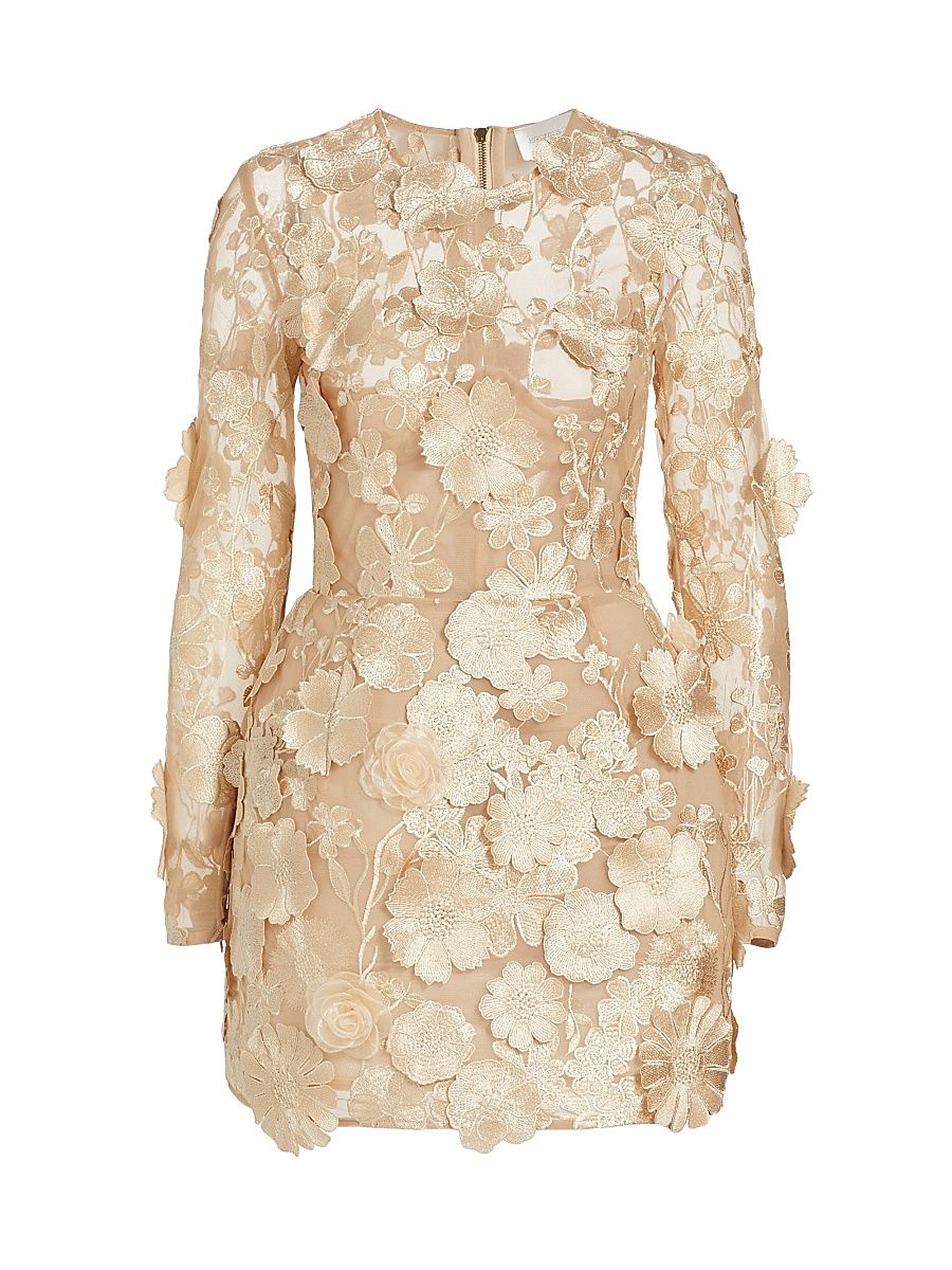 Women's Maraya Bouquet Floral Minidress - Gold - Size XL