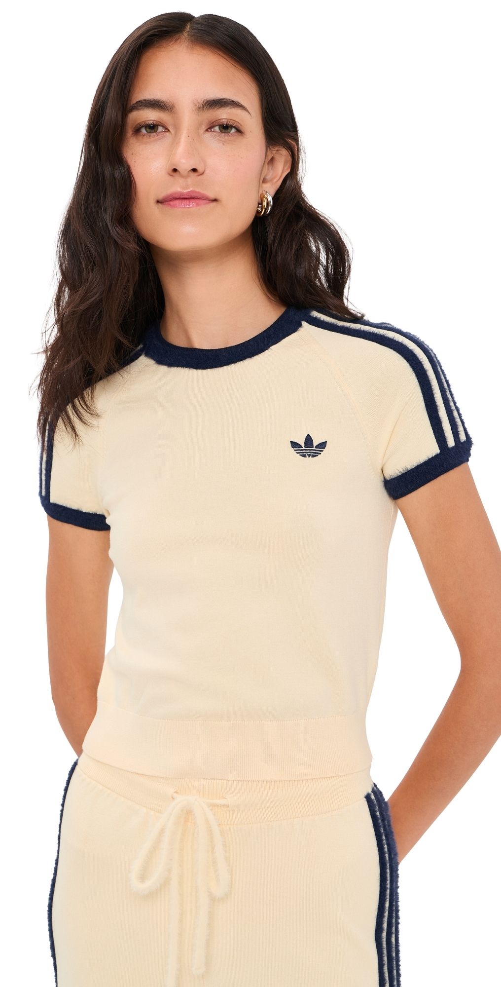 adidas Knit Tee Warm Vanilla/Night Indigo S