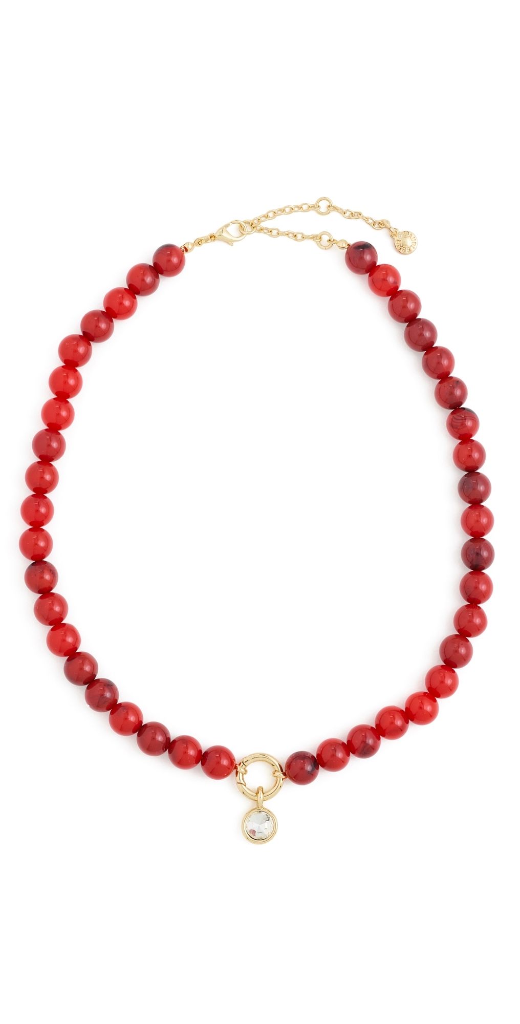 BaubleBar Janette Beaded Ring Necklace Red One Size