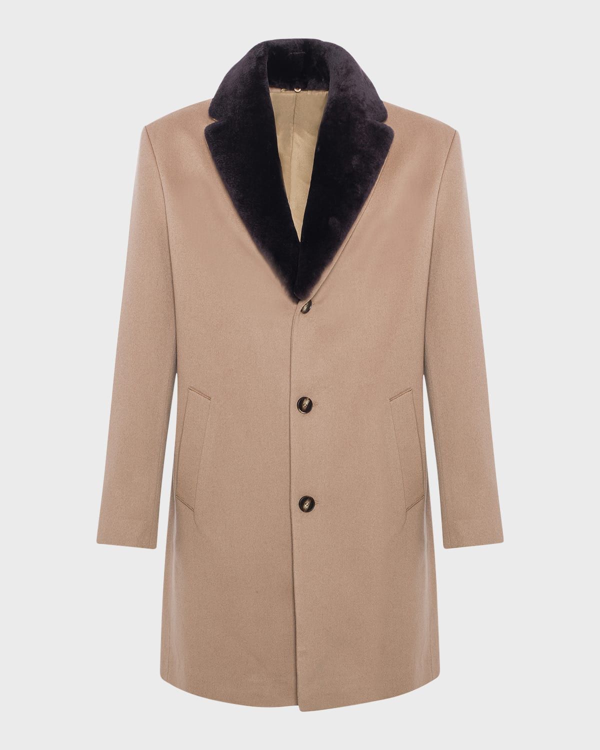 Men & apos;s Loro Piana Cashmere Short Coat with Detachable Lamb Shearling Collar