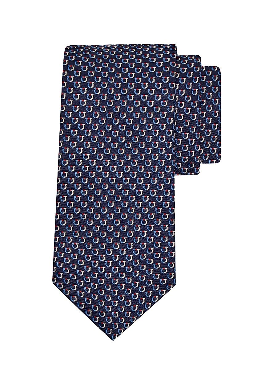 Men's Barzio Gancio Narrow Silk Tie - Blue