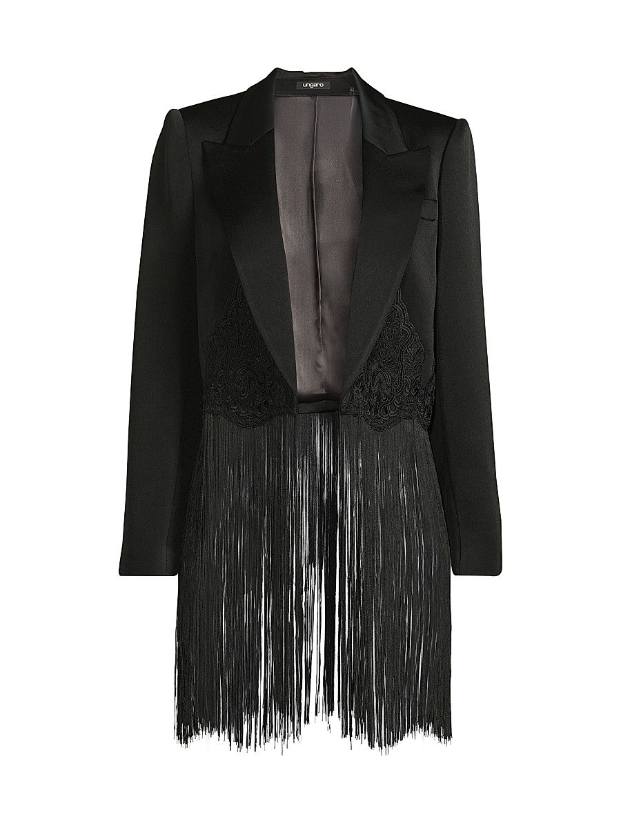 Women's Alma Fringe Blazer - Black - Size XXL