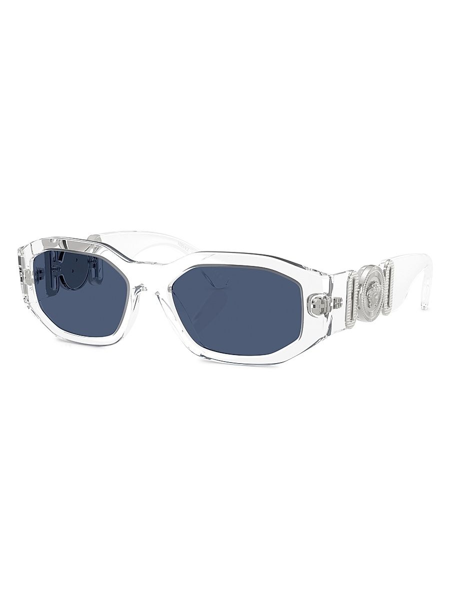 Men's 53MM Medusa Detail Oval Sunglasses - Crystal