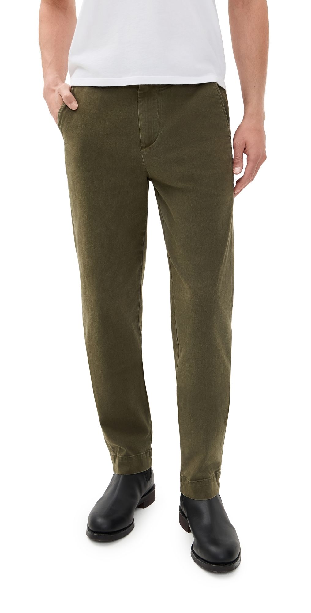 AG Archie Sueded Italian Twill Straight Trouser 31 Sulfur Shady Moss 34