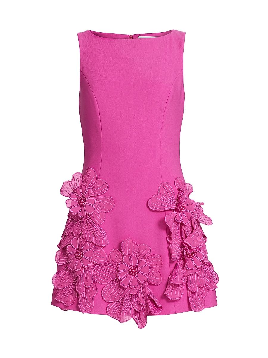Women's Janelle Floral Appliqué Minidress - Fuchsia - Size Medium
