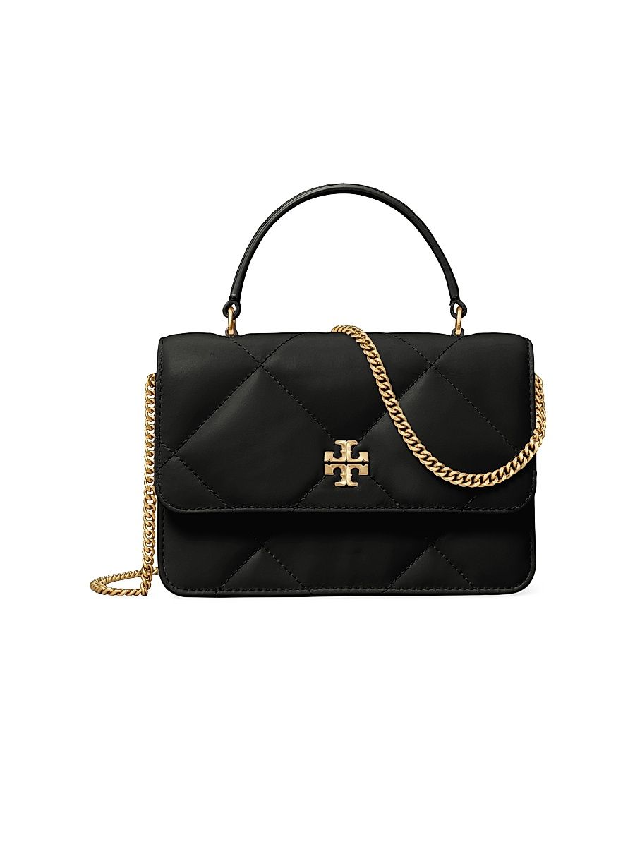 Women's Kira Diamond Leather Top Handle Wallet - Black