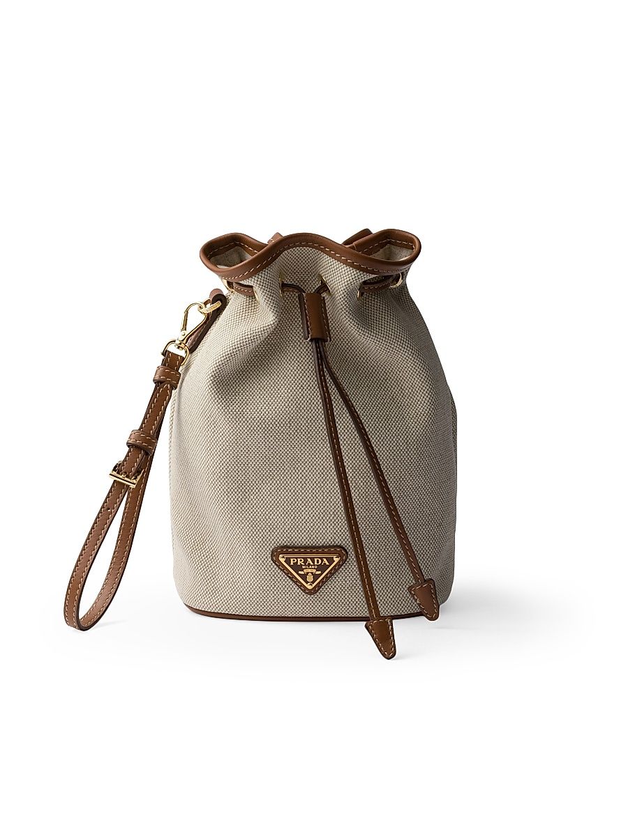 Women's Canvas and Leather Pouch - Beige Khaki