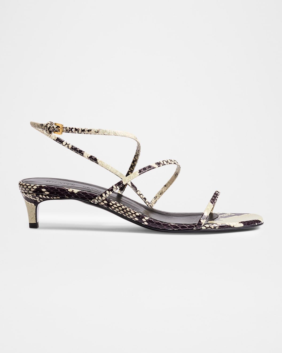 Strappy Python-Embossed Kitten Sandals