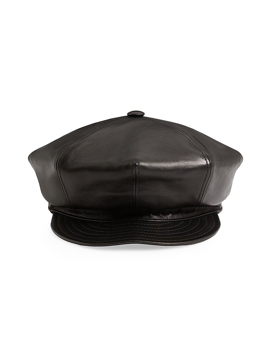 Women's VLogo Signature Leather Cap - Black - Size Medium
