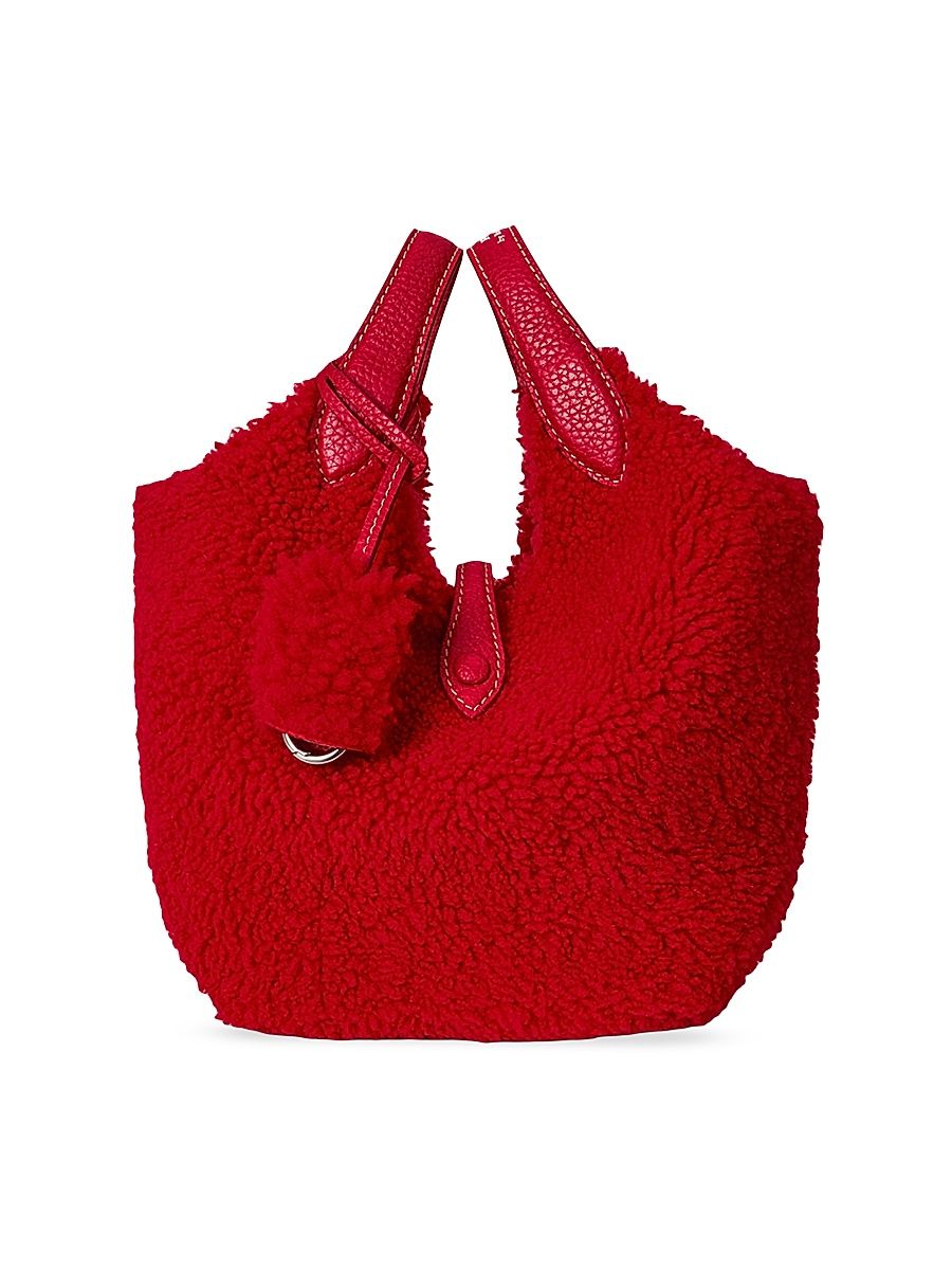 Women's Small Polo Play Shearling Tote Bag - Cardinal Red