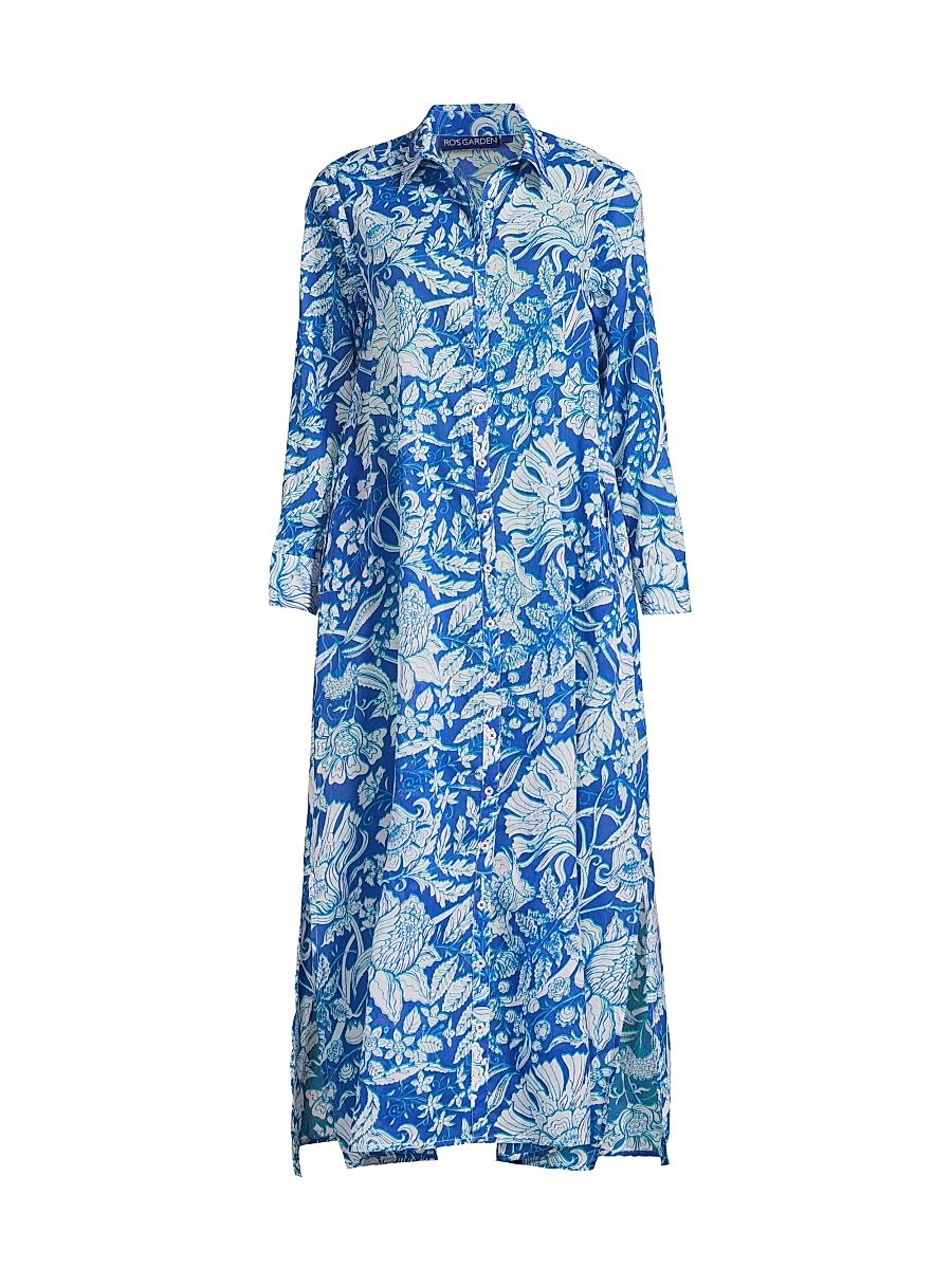 Women's Farrah Printed Long Tunic-Style Dress - Laika Blue - Size Medium