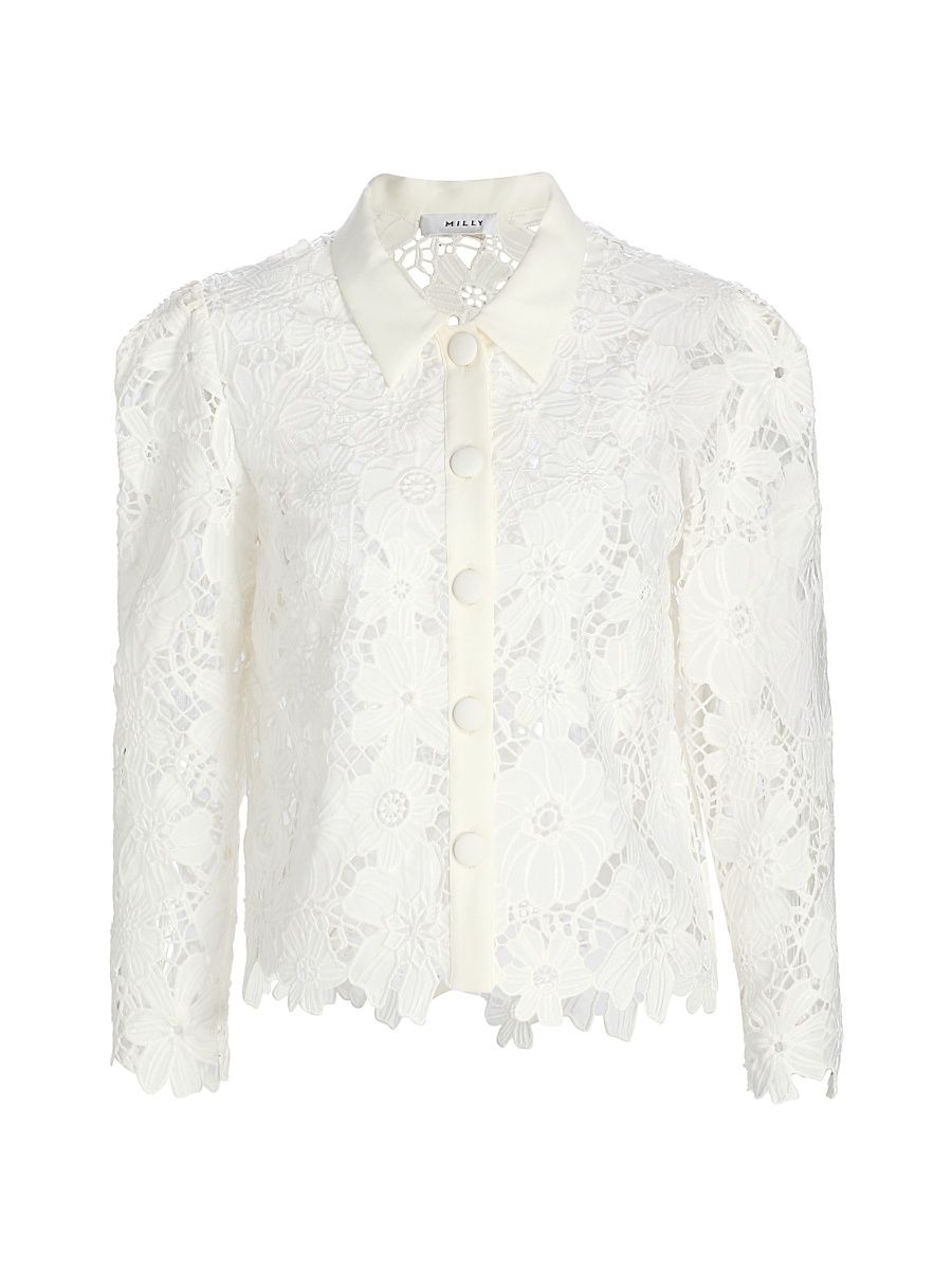 Women's June Roja Lace Top - White - Size Large