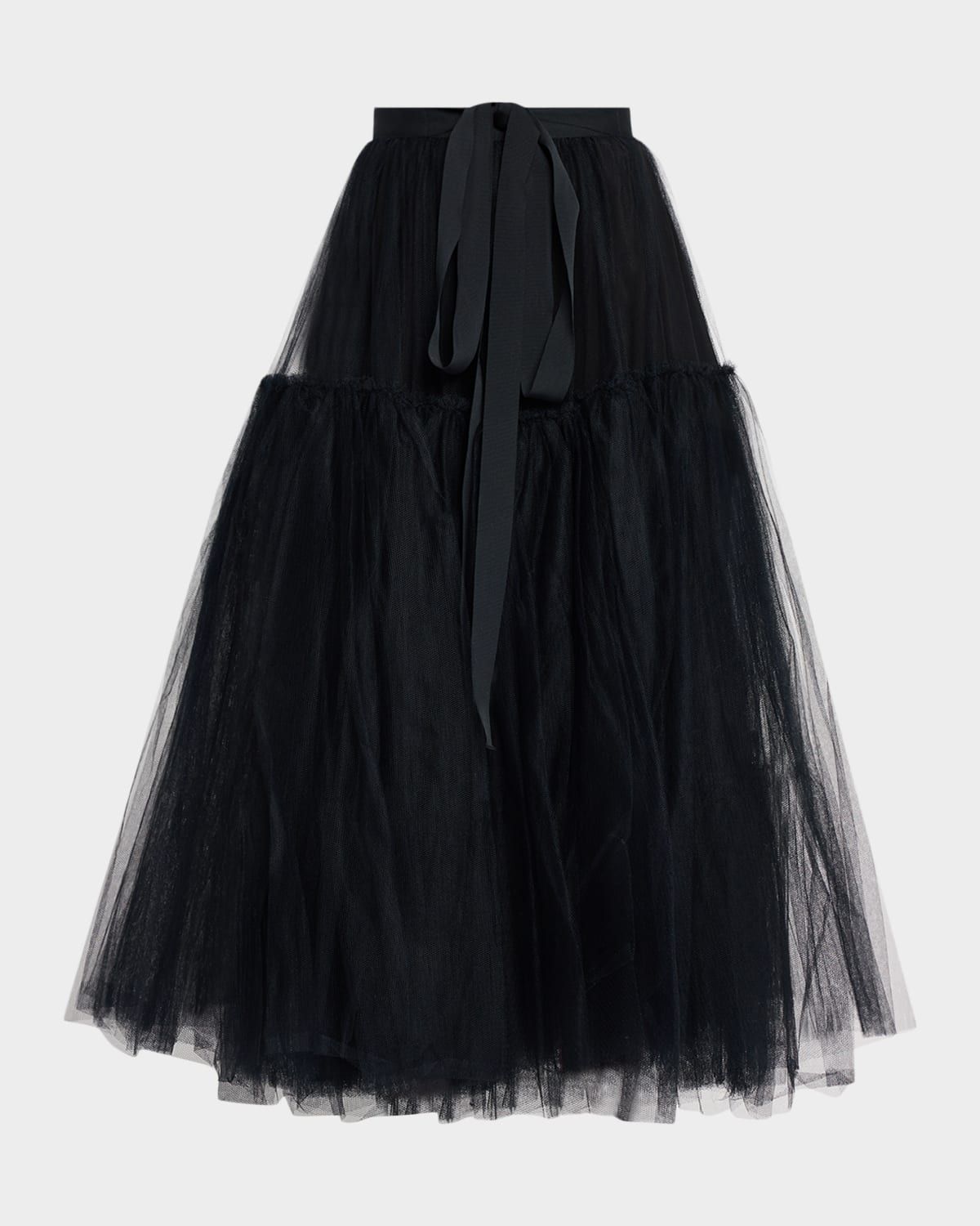Tiered Full Tulle Midi Skirt