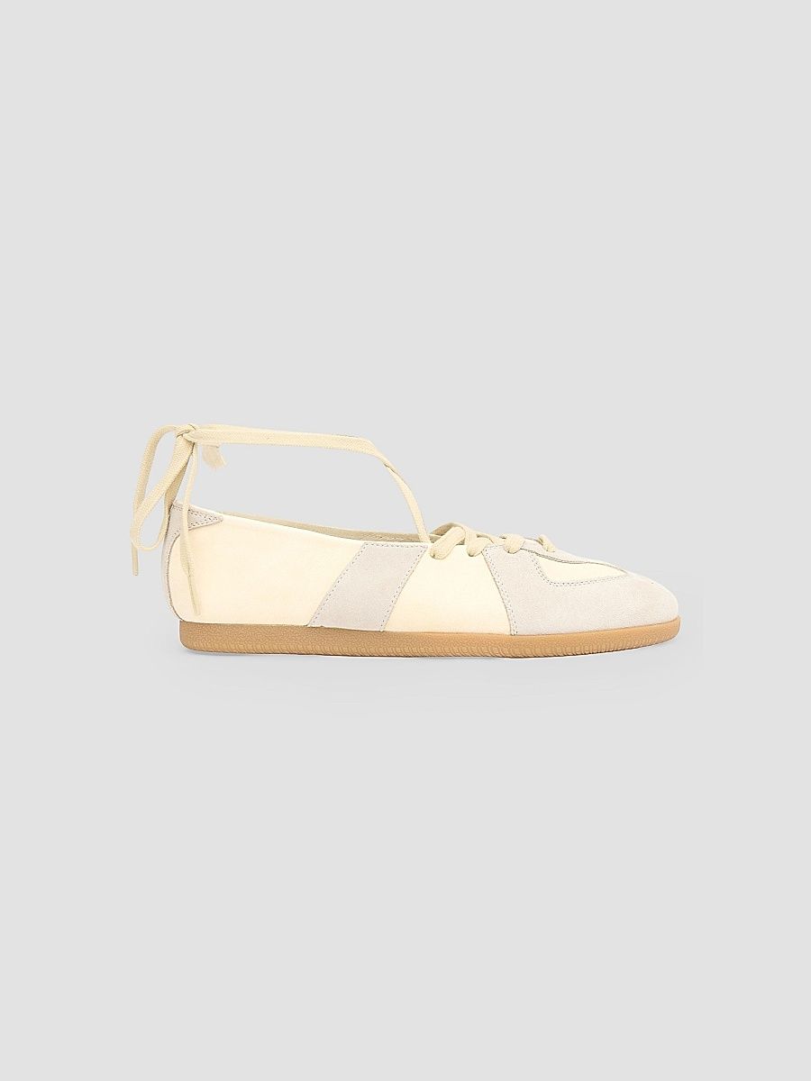 Maison Margiela Women's Replica Leather Lace-Up Ballet Flats - Bleached Sand - Size 11