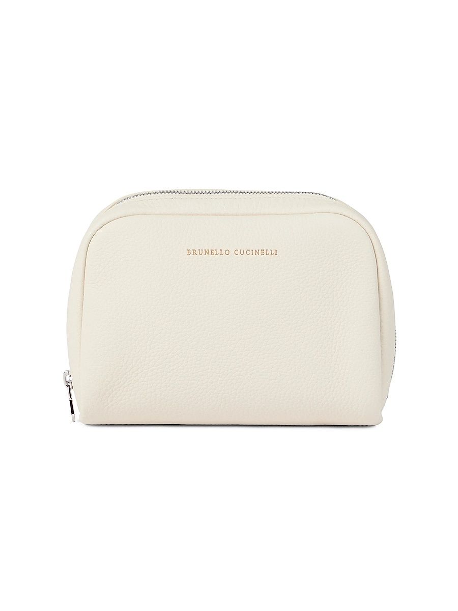 Fine Grain Calfskin Slim Beauty Case - Chalk