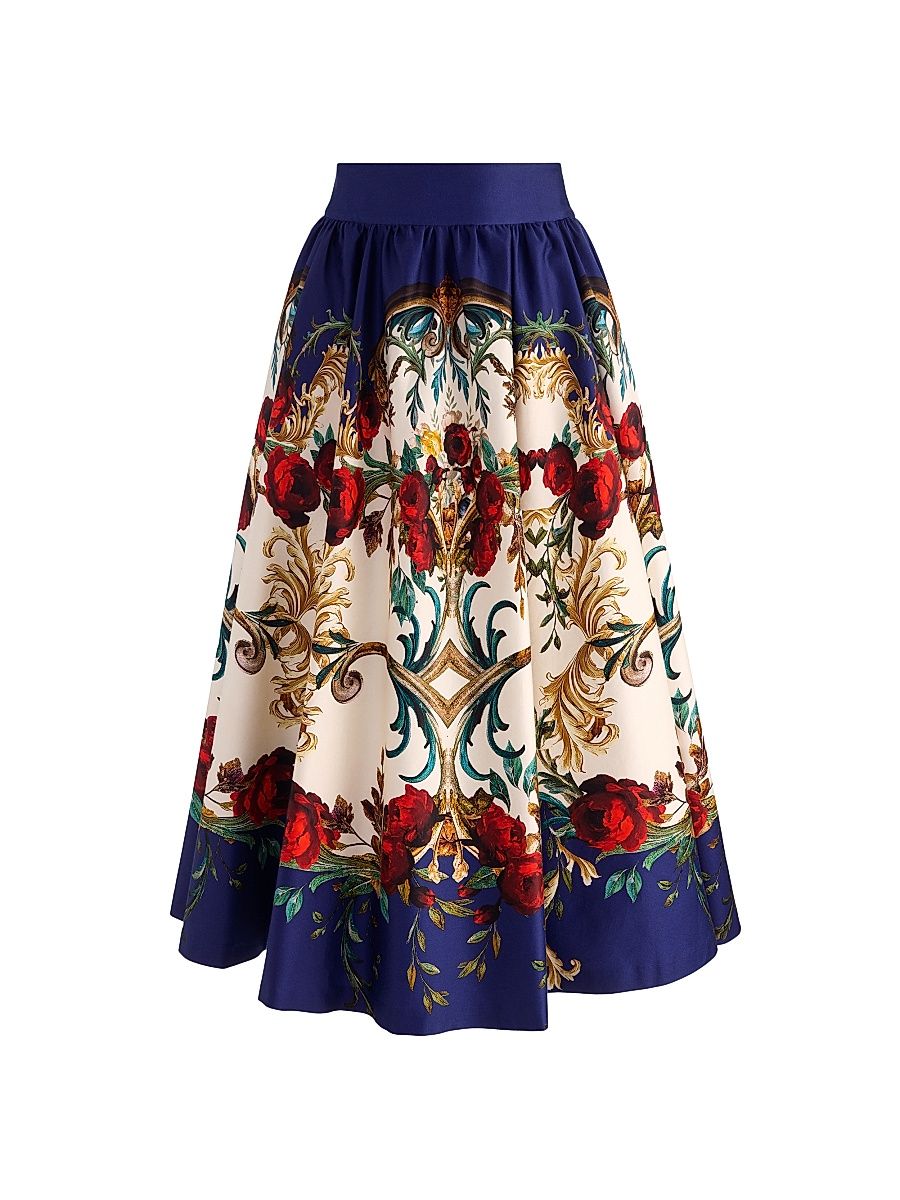 Women's Nilda Printed Voluminous Midi-Skirt - Gilded Rose - Size 4