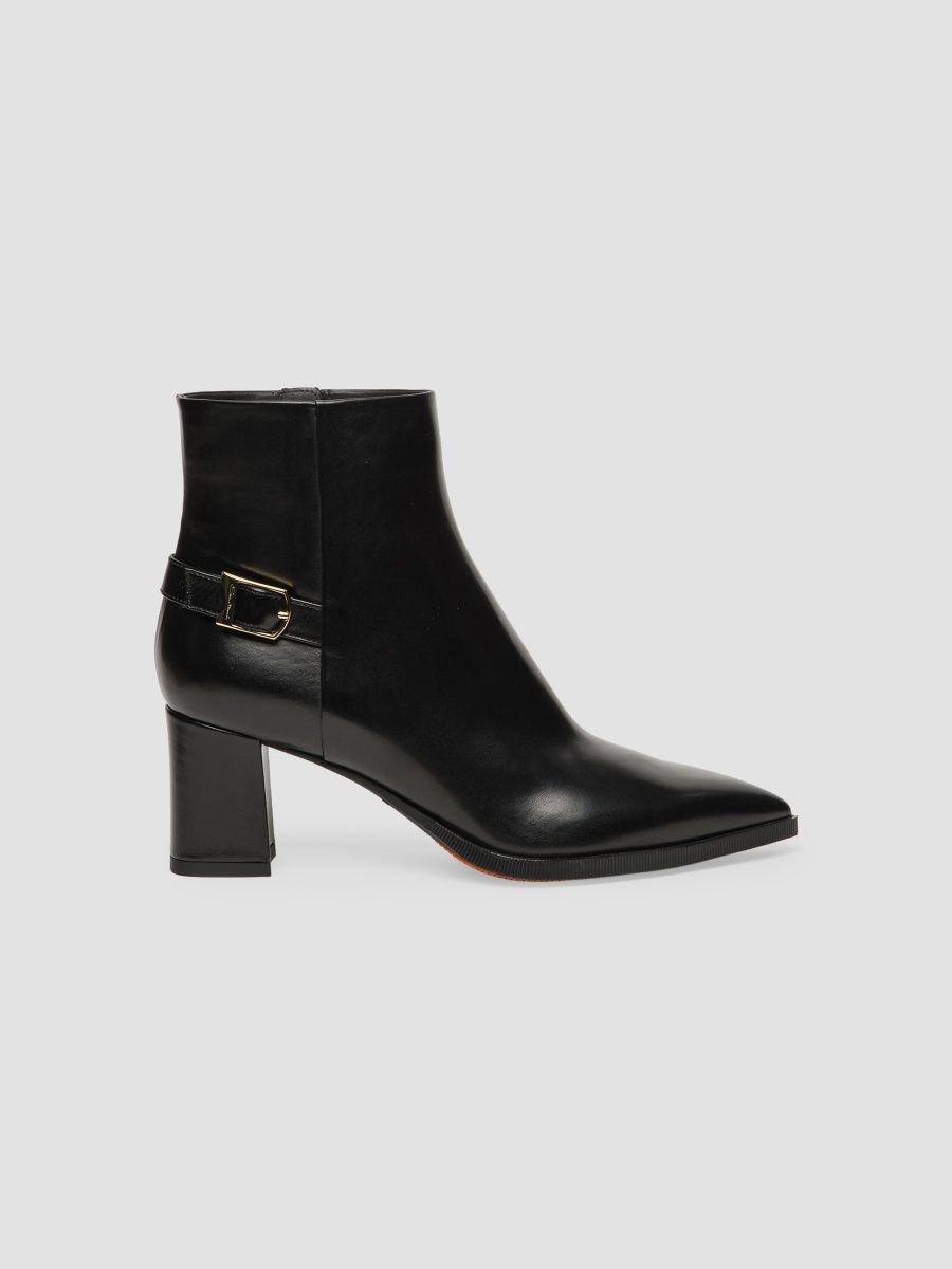 Santoni Women's 65MM Leather Ankle Boots - Black - Size 5