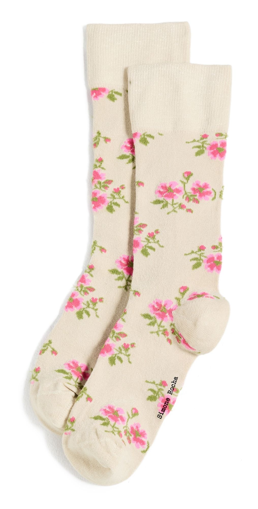 Simone Rocha Tiny Flower Jacquard Socks Black Floral One Size