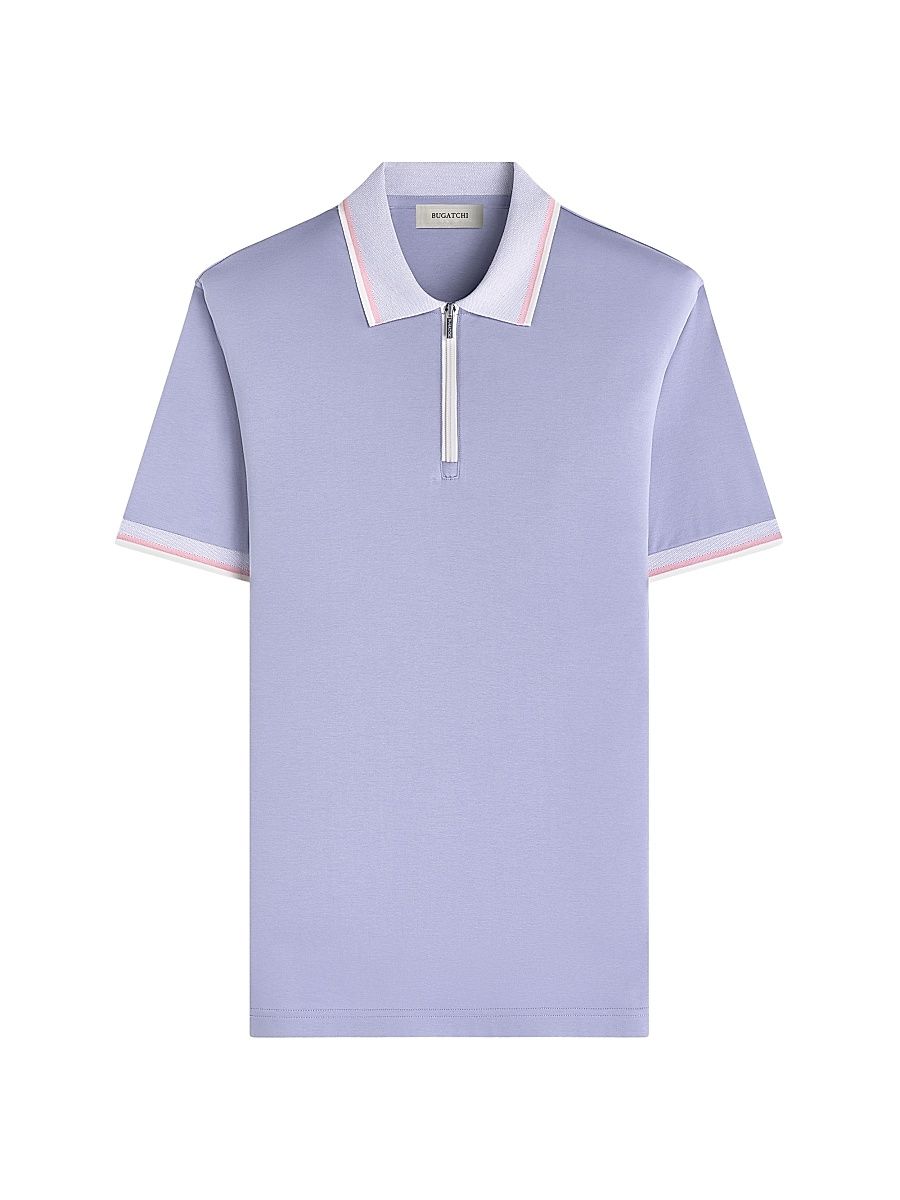 Men's Cotton Quarter-Zip Polo Shirt - Orchid - Size XXL