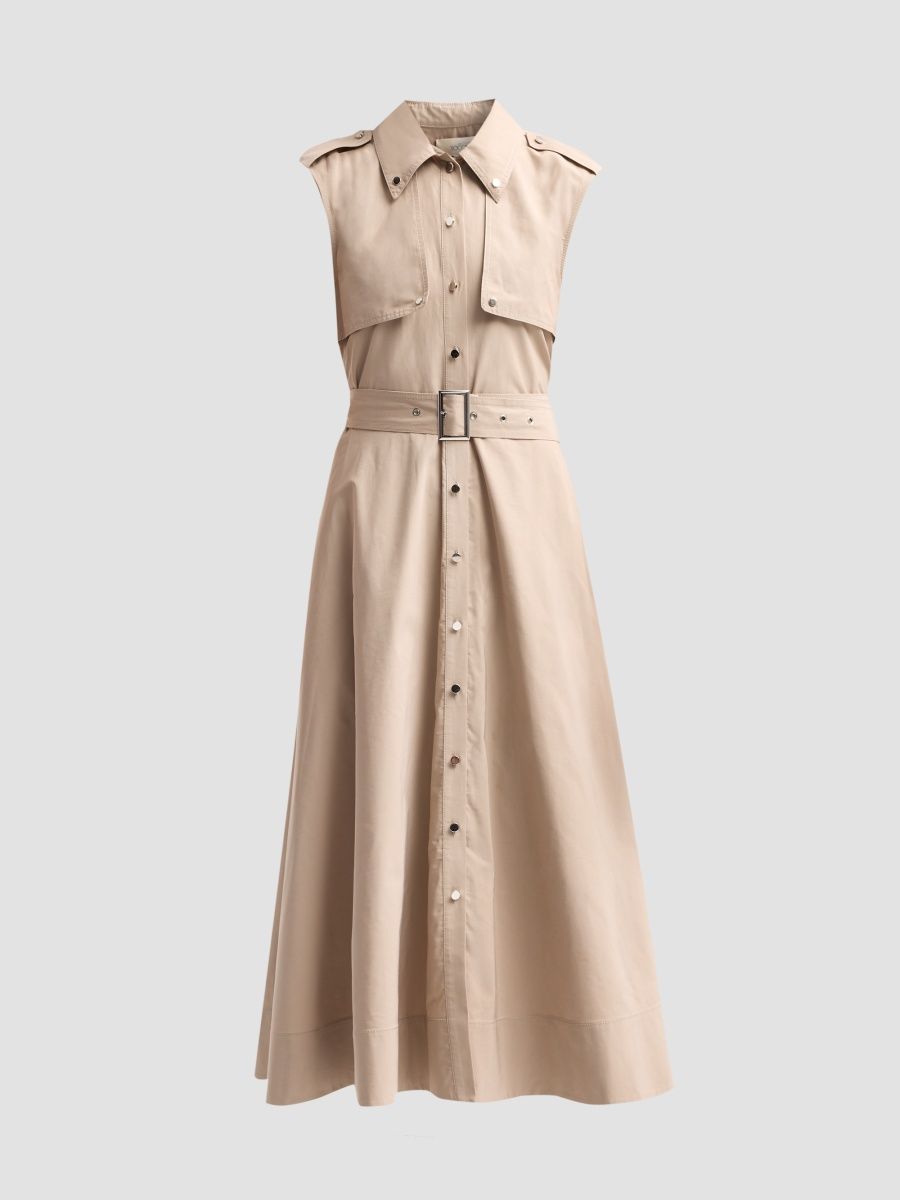 Toccin Women's Gail Cotton-Blend Belted Midi Shirtdress - Taupe - Size Large