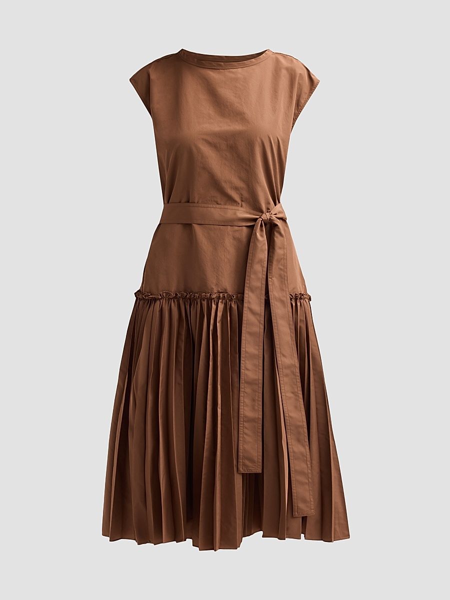 Women's Logan Pleated Drop-Waist Midi Dress - Cacao - Size XL