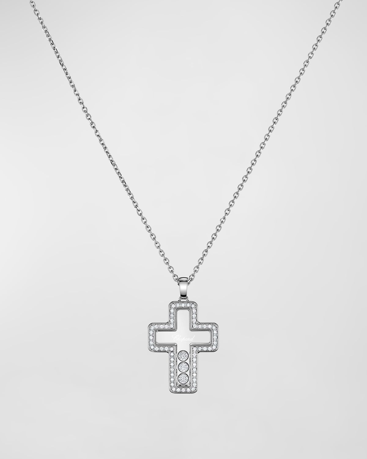 Happy Diamonds 18K White Gold Cross Pendant Necklace