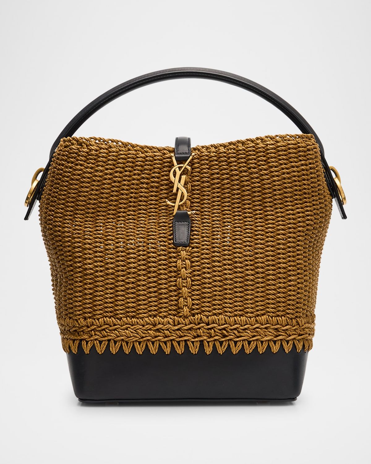 Le 37 YSL Bucket Bag in Raffia and Leather