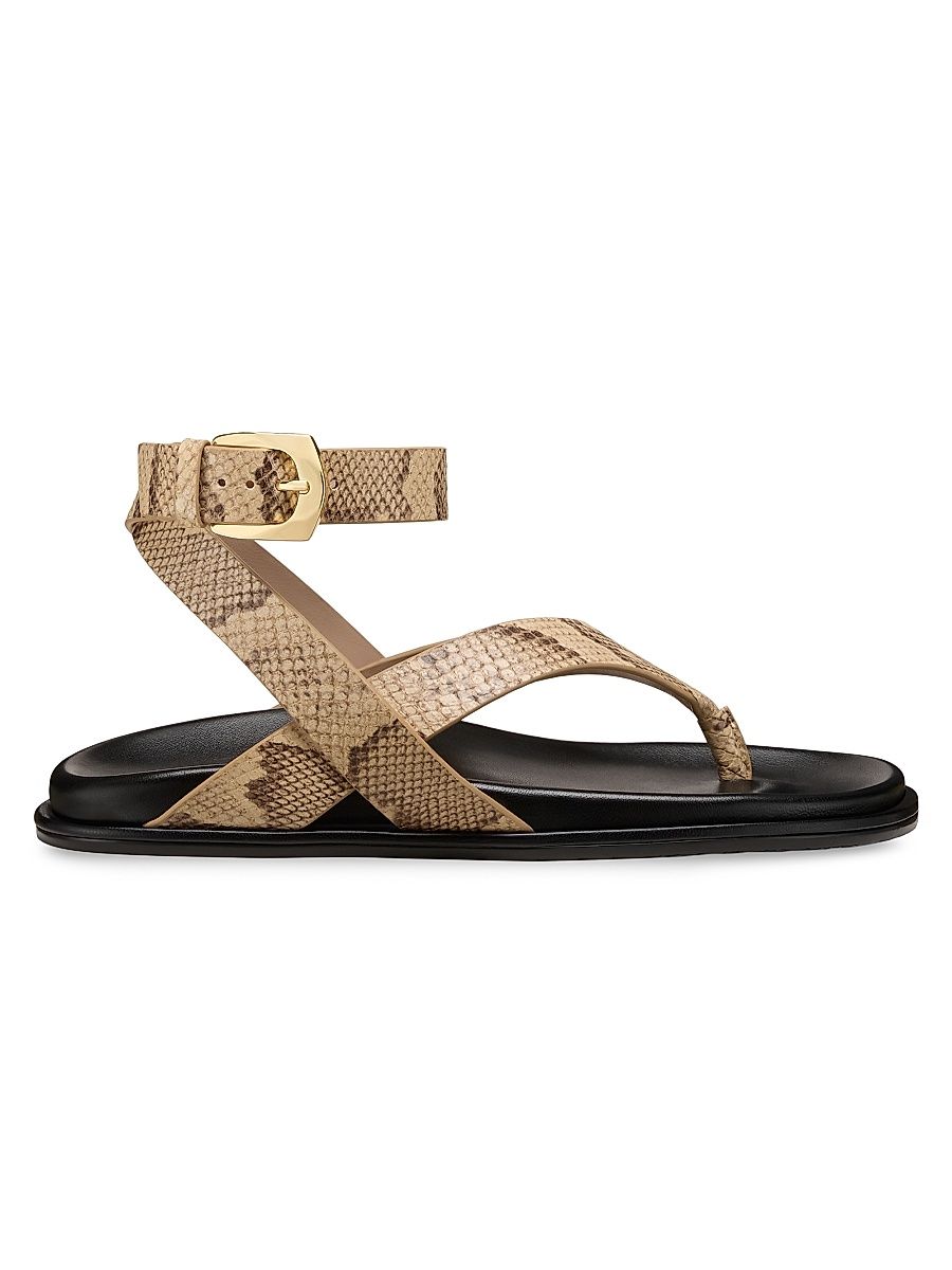 Women's Marykate Snake-Print Leather Sandals - Adobe - Size 9