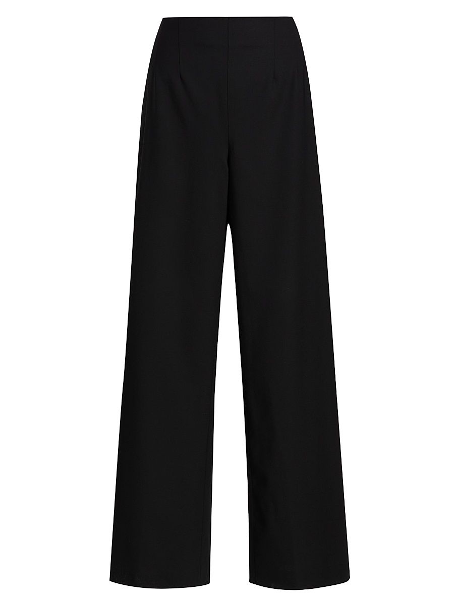 Women's Stretch-Wool Tailored Pants - Black - Size 12