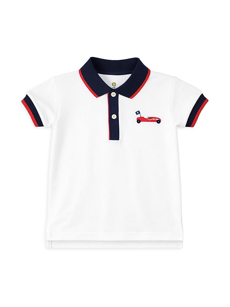Little Boy's & Boy's Cotton Derby Car Polo Shirt - White - Size 7