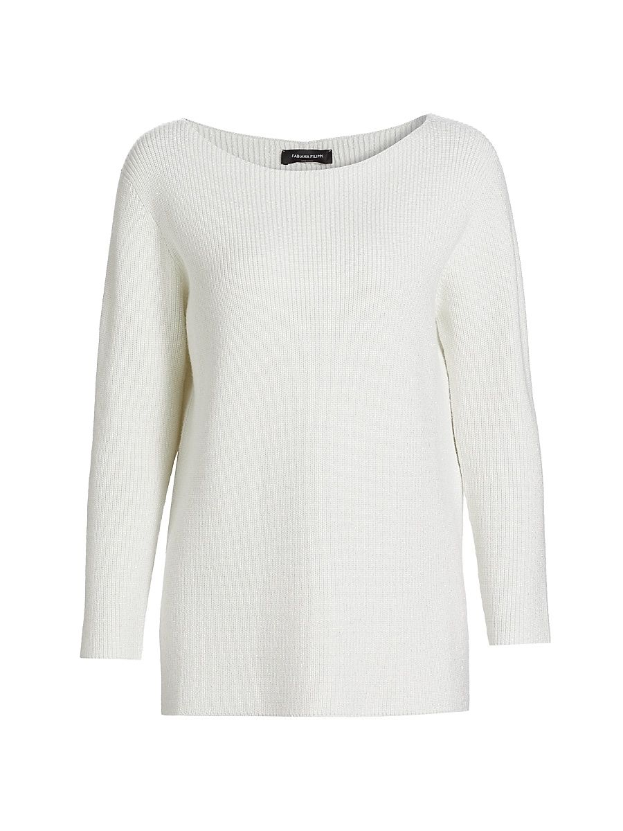 Women's Brilliant Merino Wool-Blend Sweater - Bianco - Size 6
