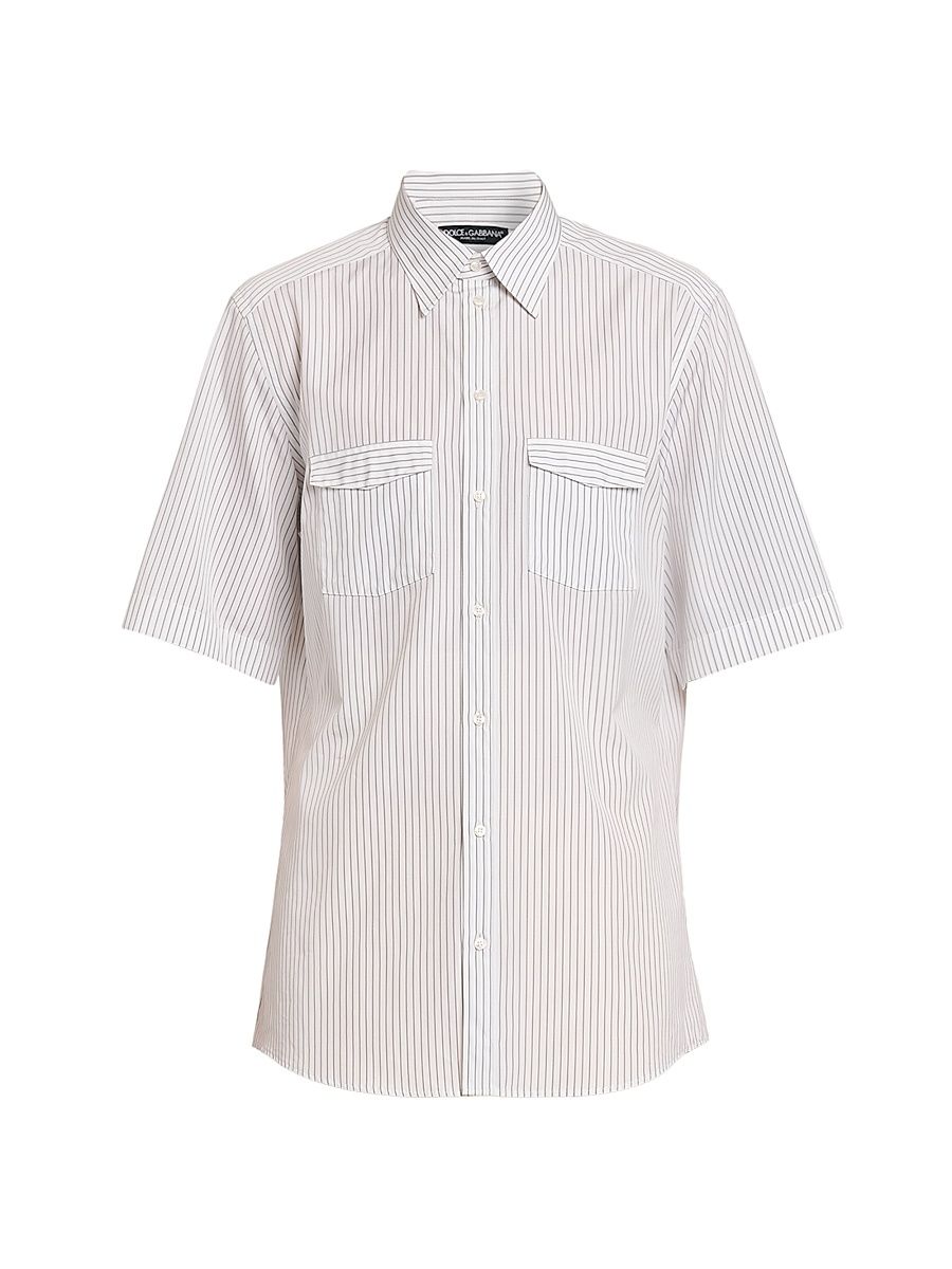 Men's Striped Cotton Poplin Shirt - Rigato - Size 17.5