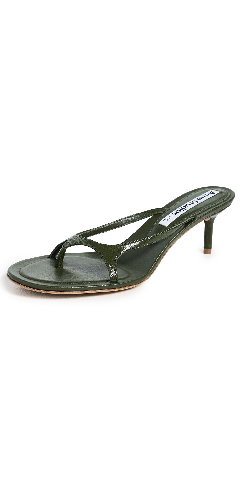 Acne Studios Leather Kitten Heels Thyme Green 36